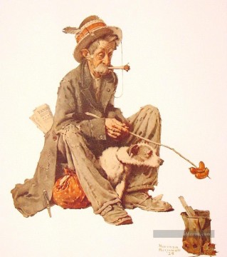 ノーマン・ロックウェル Painting - ホーボーと犬 1924年 ノーマン・ロックウェル